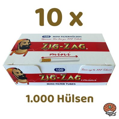10x Zig-Zag Mini Filterhülsen / Zigarettenhülsen / Hülsen = 1000 Stück