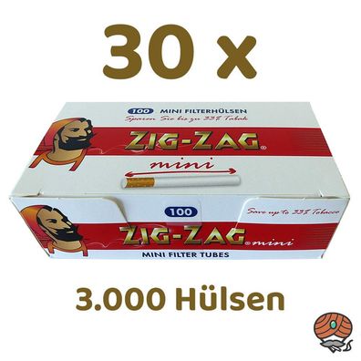 30x Zig-Zag Mini Filterhülsen / Zigarettenhülsen / Hülsen = 3000 Stück