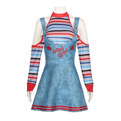 Cosplay Good Guys Chucky Skirt Suspender Dress Halloween Masquerade Suit Costume