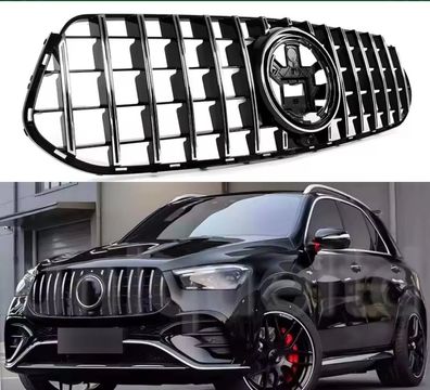 Panamericana Kühlergrill 360 Schwarz Hochglanz Chrom Mercedes GLE W167 C167 Facelift