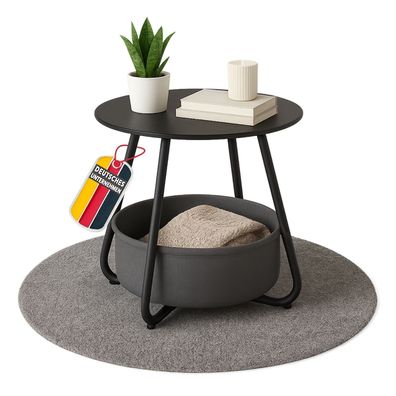 Coemo Beistelltisch Kosi mit Canvas Korb - Metallgestell mit Stoffkorb