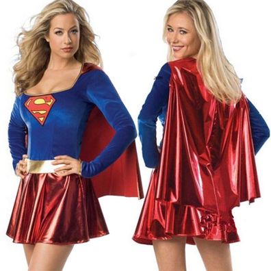 Superwoman Supergirl Superheld Kostum Karneval Party Erwachsene Damen Cosplayâ