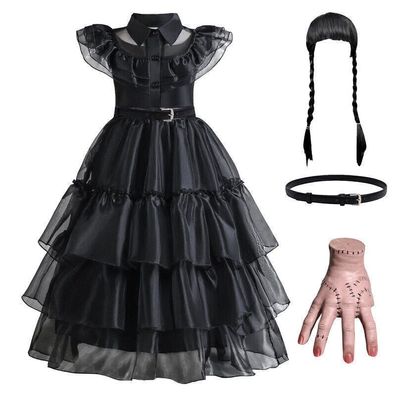 Adams Familie Coswear Gaze Kleid Mittwoch Halloween Make-up Ball Cosplay Kleid