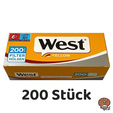 200 West Yellow King Size Filterhülsen (ehemals West Silver Hülsen)