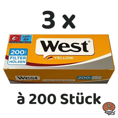 600 West Yellow King Size Filterhülsen (ehemals West Silver Hülsen)