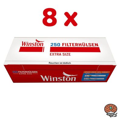 8 Pack Winston Rot Extra Hülsen á 250 Stück