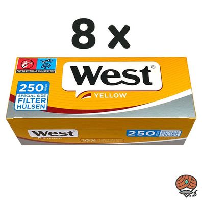 2000 West Yellow Extra Filterhülsen = 8 Packs à 250 Stück (ehem. Silver Extra)
