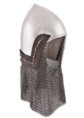 Beckenhaube mit Kettenbrünne aus Rundringen, 2 mm Stahl