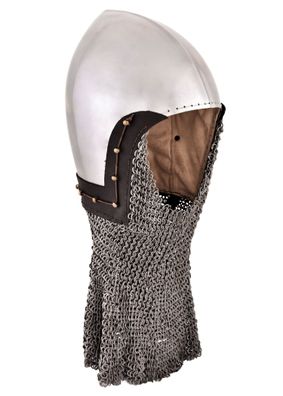 Beckenhaube mit Kettenbrünne aus vernieteten Flachringen, 2 mm Stahl