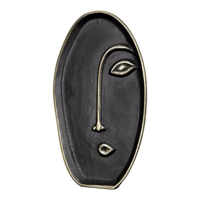 GILDE Gesichtsvase, oval, "Face", Gesichtsmotiv, Aluminium, schwarz, , L. 6,5 cm,