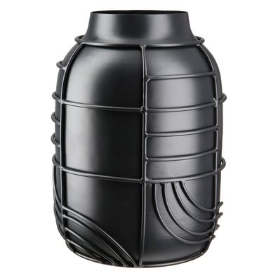 Gilde Vase, "Labyrinth", Metall, schwarz, VE 2, L. 17 cm, B. 17 cm, H. 20 cm 55270