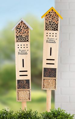 Gilde Insektenhotel, "Für unsere kleinen Freunde", Spruch, Holz, naturfarben, VE