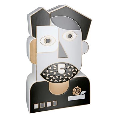 Gilde Gesichtsvase, "Picassa", Mannmotiv, Keramik, grau, schwarz, VE 1, L. 8 cm,