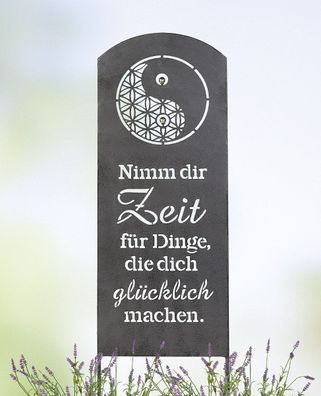 Gilde Gartenstecker, "Yin Yang", Spruch, Yin & Yang-Motiv, Metall, grau, VE 2, L