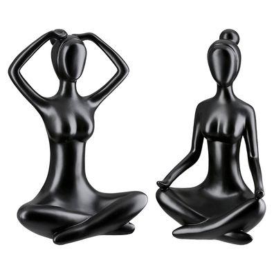 Gilde Figur, Frau, "Meditation", Poly, schwarz, L. 12 cm, B. 16 cm, H. 29 cm 55740