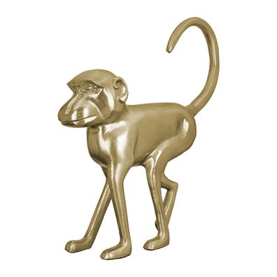 Gilde Figur, Affe, "Monkey", Aluminium, goldfarben, VE 1, L. 11 cm, B. 41 cm, H