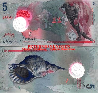 Malediven / Maldives 5 Rufiyaa 2017 Unc P. A26 Polymer 685#