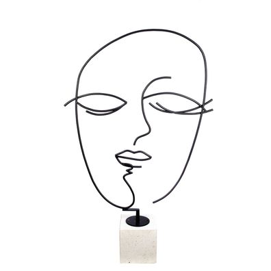 Gilde Skulptur, "Visione", Gesichtsmotiv, Marmor, Metall, schwarz, VE 1, L. 20