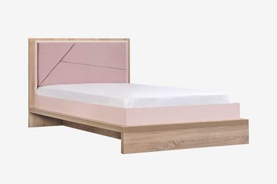 Einzelbett Angel 100 x 200 cm in Holzoptik/Pink