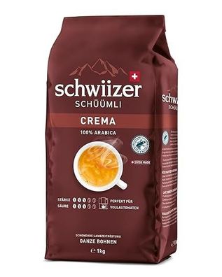 Schwiizer Schüümli Crema, 100% Arabica Coffee Beans, Aromatic, Intensive, for Fully A