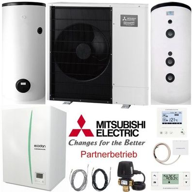 Mitsubishi Heizungs-Set 914 Zubadan 14kW Wärmepumpe + Hydromodul