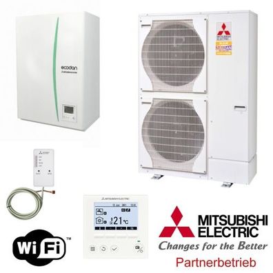 Mitsubishi Zubadan Wärmepumpen-Set 3.6 Split-System 23 kW mit Hydrobox