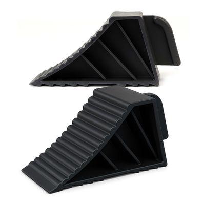 Wiltec 2x Unterlegkeile 21x8,75x10cm Bremskeil 2t TPR Anhänger Wohnmobil Keil
