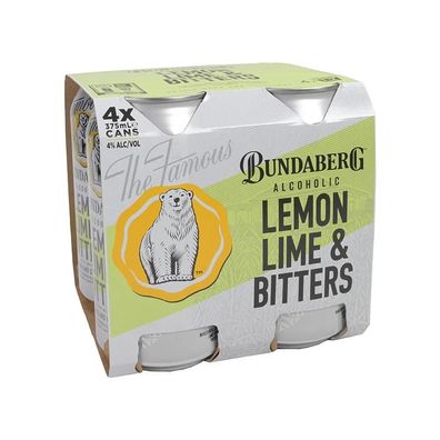 Bundaberg Alcoholic Lemon Lime & Bitters Can 4.0 % vol. Fourpack 4x375 ml