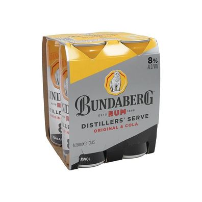 Bundaberg Original Rum & Cola Distillers' Serve Can 8.0 % vol. 4x250 ml