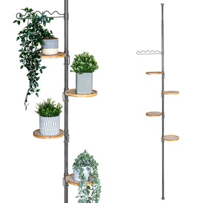 bremermann Teleskop-Blumenregal mit 4 Bambusablagen, höhenverstellbar, grau