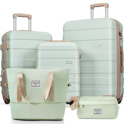 ABS-Koffer-Set M-L-XL mit Spinner-Rädern - langlebig, inkl. Kulturbeutel (graugrün)