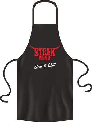 Grillschürze, Kochschürze, Küchenschürze, Steak Menü, Rahmenlos® 2984