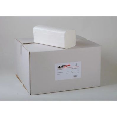 Semy Top Papierhandtuch, 2-lagig, ZZ/V Falz, 25x21 cm, weiß, 1er Pack /1 x 4000 Stück