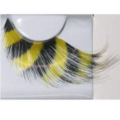 Bienchenwimpern - gelbe Federn mit schwarzen Längsstreifen