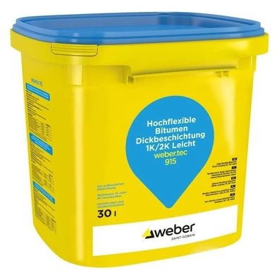 Bitumen-Dickbeschichtung weber. tec 915 1K - 30 Liter (3,18 € / l)