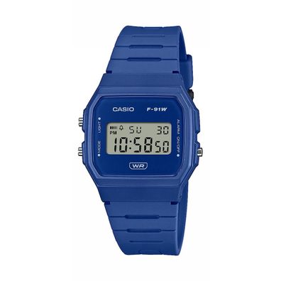 Casio Uhr Unisex F-91WB-2A1EF Blau, Digital, Quarz
