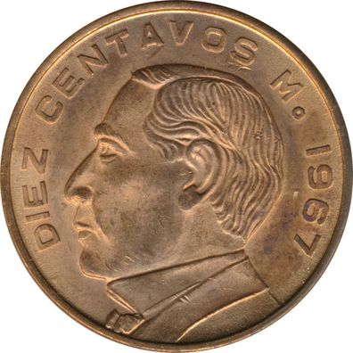 Mexiko 10 Centavos 1967 Benito Juarez*