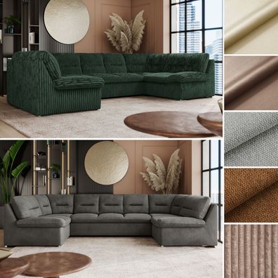 Ecksofa U-form mit Schlaffunktion Big sofa XXL Wellenfedern Wohnlandschaft - COMODO U