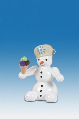 Holzfigur Schneemann mit Eis Höhe 6,5cm NEU Schneemänner Seiffen Erzgebirge Figur