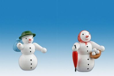 Holzfiguren Schneemann &amp; Schneefrau Höhe 6,5cm NEU Schneemänner Seiffen Erzgebirg