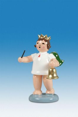 Holzfigur Engel mit Glocke ohne Krone Höhe 6cm NEU Holzengel Instrument Seiffen E