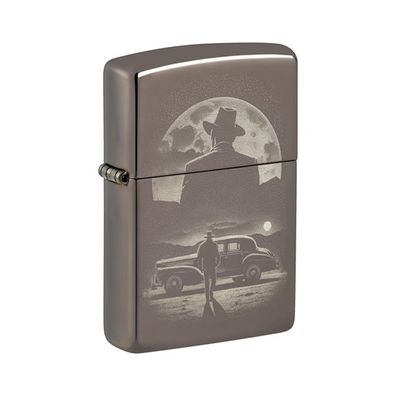 Zippo Benzin-Feuerzeug Vintage Car and Man Black Ice, 60007259 unbefüllt