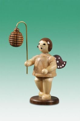Holzfigur Engel mit Lampion Kugel gerillt natur ohne Krone Höhe 6,5cm NEU Figur