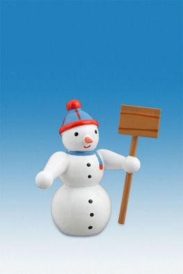 Holzfigur Schneemann mit Schneeschippe und Mütze Höhe 6,5cm NEU Schneemänner Seif