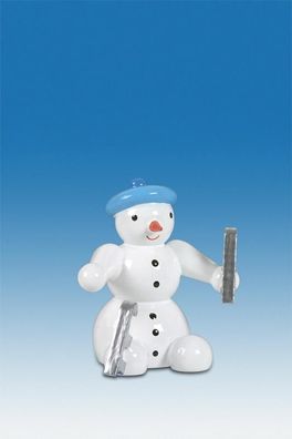 Holzfigur Schneemann mit Schlittschuhen Höhe 6,5cm NEU Schneemänner Seiffen Erzge