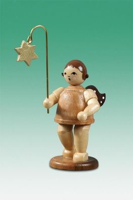 Holzfigur Engel mit Lampion Stern natur ohne Krone Höhe 6,5cm NEU Holzengel Instr
