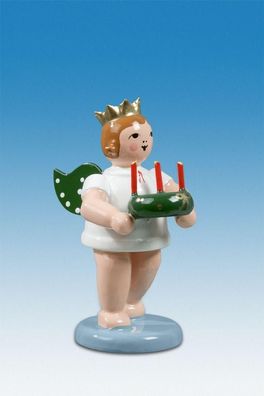 Holzfigur Engel mit Adventskranz ohne Krone Höhe 6cm NEU Holzengel Instrument Sei