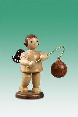 Holzfigur Engel mit Lampion Kugel und Krone natur Höhe 6,5cm NEU Holzengel Instru