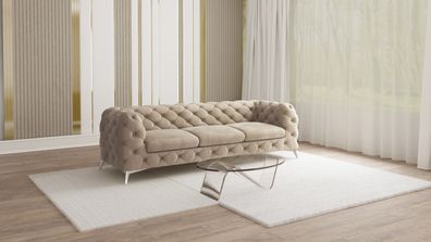 Paul - Chesterfield Sofa 3-Sitzer mit Silber Metall Füßen