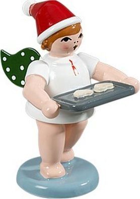 Holzfigur Bäckerengel mit Backblech und Krone Höhe 6cm NEU Holzengel Instrument S